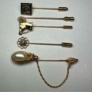 Stick pins gold tone vintage lot of 5